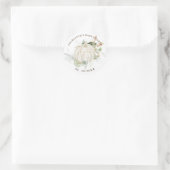 Sticker Rond Automne Citrouille Baby shower Vert Vert Gold Fave (Sac)