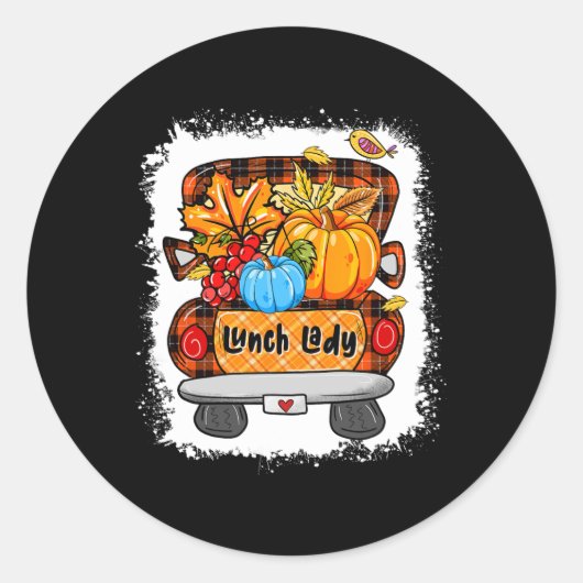Sticker Rond Automne Citrouille Camion Déjeuner Lady Lover Than (Devant)