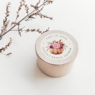 Sticker Rond Automne Citrouille et Fleur sauvage Fête des marié