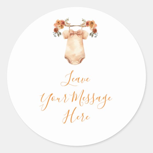 Sticker Rond Automne Citrouille Floral Vêtements de bébé Aimer  (Devant)