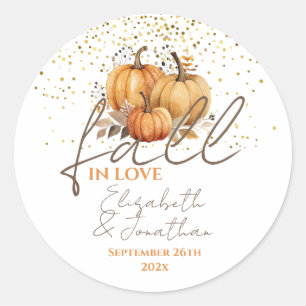Sticker Rond Automne Citrouilles tombent dans l'amour Mariage
