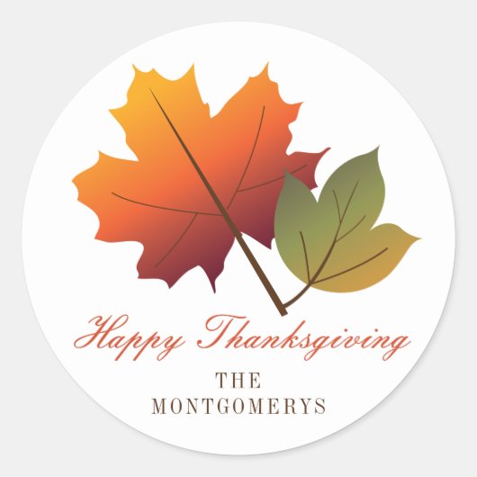 Sticker Rond Automne Coloré Bon thanksgiving feuille d'érable (Devant)