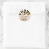 Sticker Rond automne élégant floral monogramme mariage (Sac)