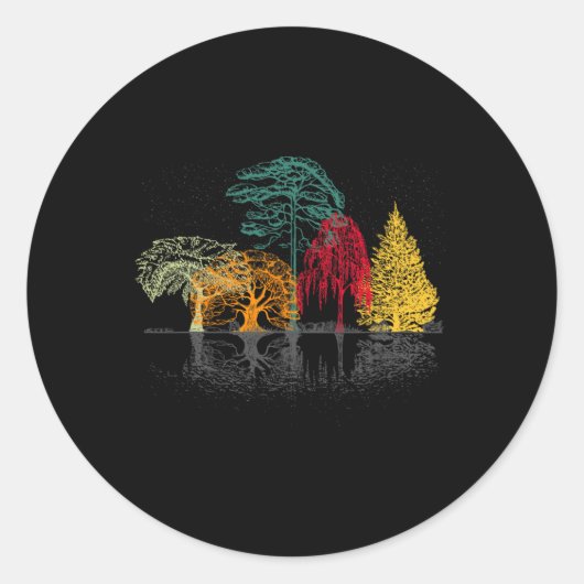 Sticker Rond Automne Faune Extérieur Arbres Reflection Forêt Na (Devant)