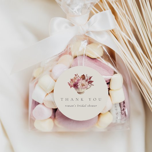 Sticker Rond Automne Feuilles Automne Fête des mariées Thé Fave