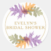 Sticker Rond Automne Feuilles d'octobre Élégant Or Texte (Devant)