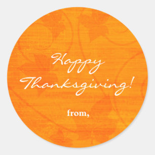 Sticker Rond Automne Feuilles Mortes Thanksgiving Orange Autoco