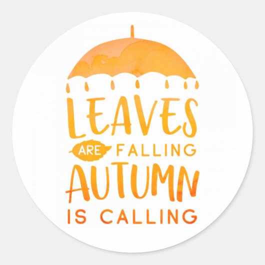 Sticker Rond Automne Feuilles orange (Devant)