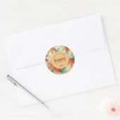 Sticker Rond Automne Feuilles saisonniers Thanksgiving Nom de f (Enveloppe)