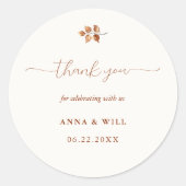 Sticker Rond Automne Feuilles Terracotta Chic Mariage de automn (Devant)