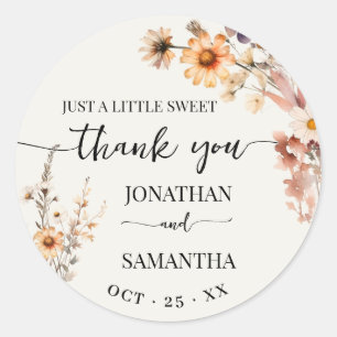 Sticker Rond Automne Fleur sauvage Boho Mariage Un Merci doux