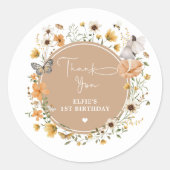 Sticker Rond Automne Fleur sauvage Fairy Princesse Anniversaire (Devant)