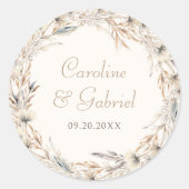 Sticker Rond Automne Fleur sauvage Wreath Élégant mariage (Devant)