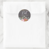 Sticker Rond Automne Fleurs rustiques Mariage de texture bois (Sac)