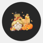 Sticker Rond Automne Gnome Scarecrow Gnome Automne Halloween Th (Devant)