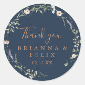 Sticker Rond Automne Jardin Fleur sauvage Merci Mariage Faveur (Devant)
