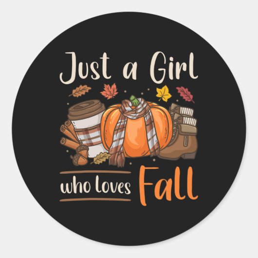 Sticker Rond Automne Juste Une Fille Qui Aime Tomber (Devant)