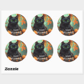 Sticker Rond Automne Kitty (Feuille)