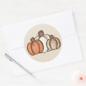 Sticker Rond Automne Leopard Citrouille d'aquarelle (Enveloppe)