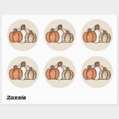 Sticker Rond Automne Leopard Citrouille d'aquarelle (Feuille)