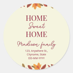 Sticker Rond Automne Maison Sweet Maison ouverte Ménage