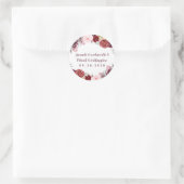 Sticker Rond Automne Marsala Blush Pink Peony Automne Mariage F (Sac)