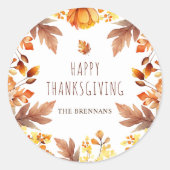 Sticker Rond Automne Moderne Thanksgiving Feuilles d'automne (Devant)