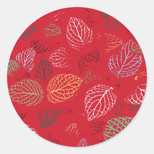 Sticker Rond Automne, Motif Feuille (Devant)