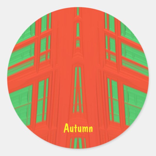 Sticker Rond AUTOMNE ~ NOËL Rouge Vert fractal ~ (Devant)