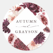 Sticker Rond Automne Romance Aquarelle Mariage Floral (Devant)