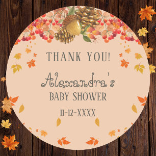 Sticker Rond Automne Russe Automne Baby shower d'automne Merci
