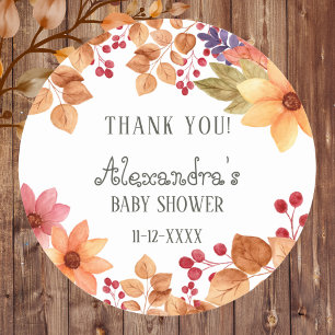 Sticker Rond Automne Russe Automne Baby shower d'automne Merci