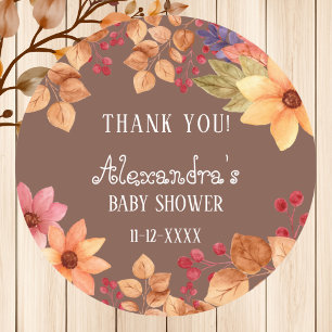 Sticker Rond Automne Russe Automne Baby shower d'automne Merci