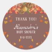 Sticker Rond Automne Russe Automne Baby shower d'automne Merci (Devant)