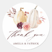 Sticker Rond Automne Russe Citrouille Automne Mariage Merci (Devant)