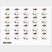 Sticker Rond Automne Rustique Bourgogne Mariage Enveloppe Phoqu (Feuille)