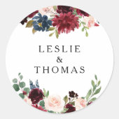 Sticker Rond Automne Rustique Bourgogne Mariage Enveloppe Phoqu (Devant)