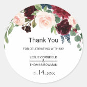 Sticker Rond Automne Rustique Éblouissant Bourgogne Merci Favor (Devant)