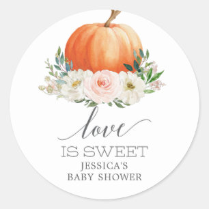 Sticker Rond Automne Rustique Floral Citrouille Amour Est Doux 