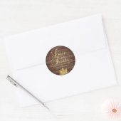 Sticker Rond Automne Rustique Gold LOVE & MERCI Mariage (Enveloppe)