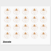 Sticker Rond Automne Teddy Bear avec Baby shower Citrouille (Feuille)