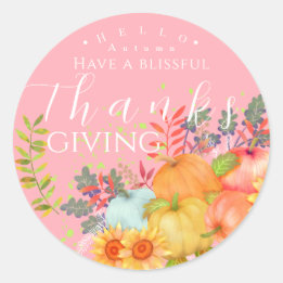 Sticker Rond Automne Thankgiving rose