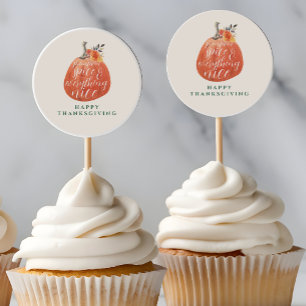 Sticker Rond Automne Thanksgiving Orange Citrouille