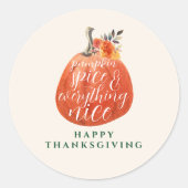 Sticker Rond Automne Thanksgiving Orange Citrouille (Devant)