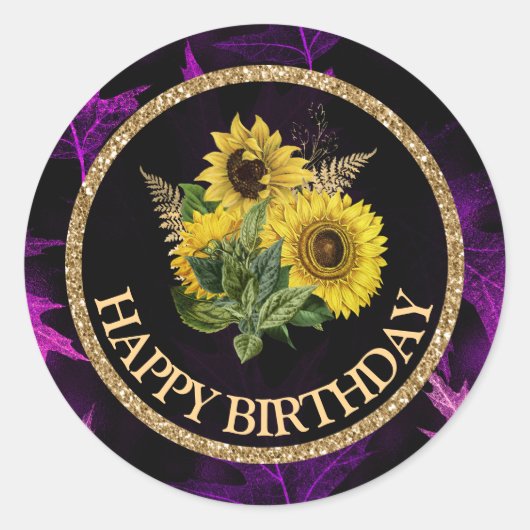Sticker Rond Automne Tournesol automne Joyeux anniversaire (Devant)