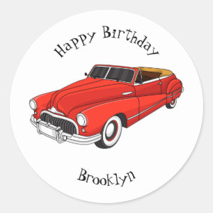 Sticker Rond Automobile classique rouge 1948