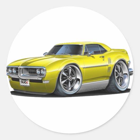 Sticker Rond Automobile Jaune Firebird 1968 (Devant)