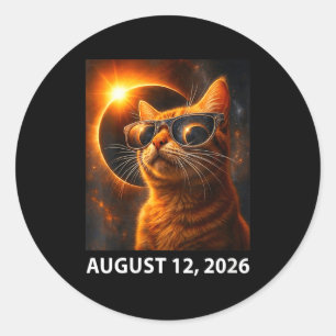 Sticker Rond Autoportrait de chat de femme Éclipse totale