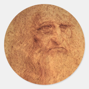 Sticker Rond Autoportrait de Léonard de Vinci, Art de la Renais
