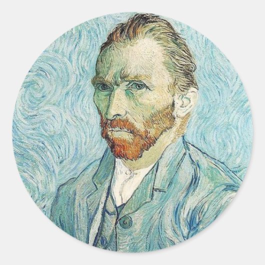 Sticker Rond Autoportrait de Vincent Van Gogh (Devant)